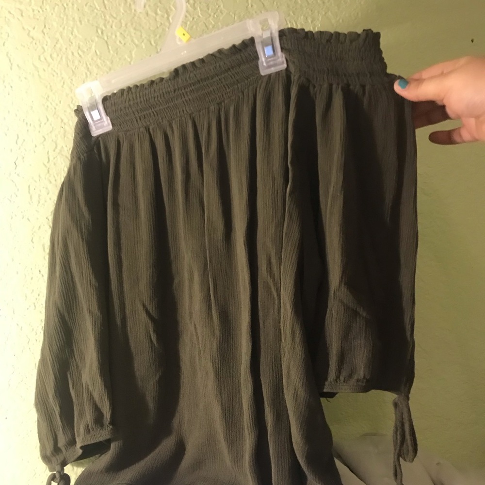 Green off the shoulder top